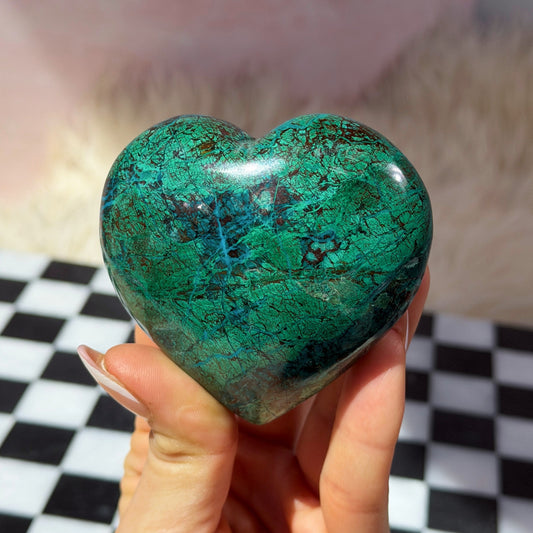 Chrysocolla Heart Crystal (0.60 lb) | Natural Peru Gemstone Decor