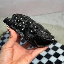 Silver Sheen Obsidian Money Toad 1.5lb Mexican Crystal Carving