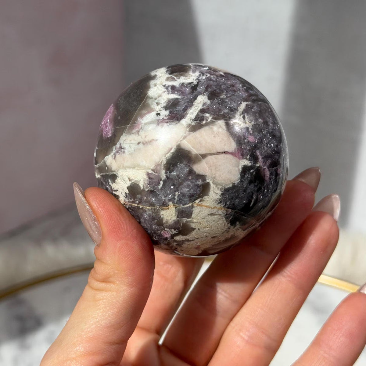Unicorn Stone Sphere with Gold Stand 0.65 lb | Madagascar