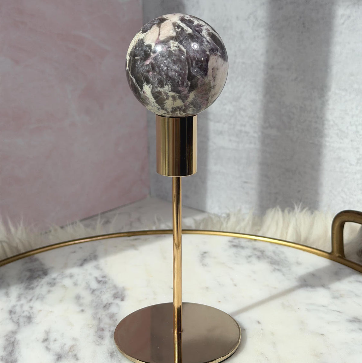 Unicorn Stone Sphere with Gold Stand 0.65 lb | Madagascar
