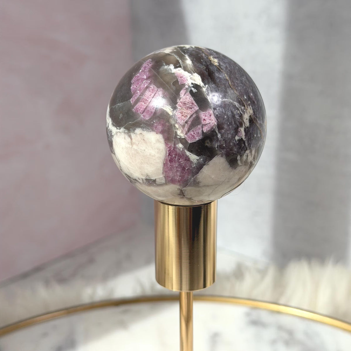 Unicorn Stone Sphere with Gold Stand 0.65 lb | Madagascar
