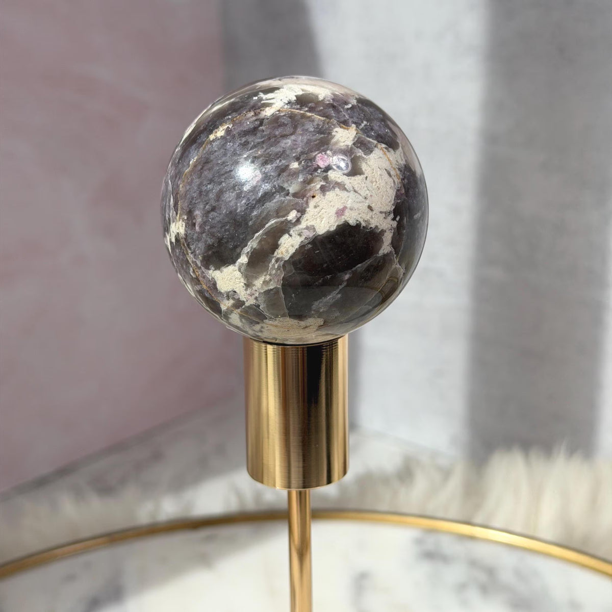 Unicorn Stone Sphere with Gold Stand 0.65 lb | Madagascar
