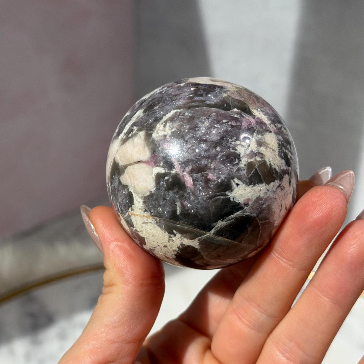 Unicorn Stone Sphere with Gold Stand 0.65 lb | Madagascar