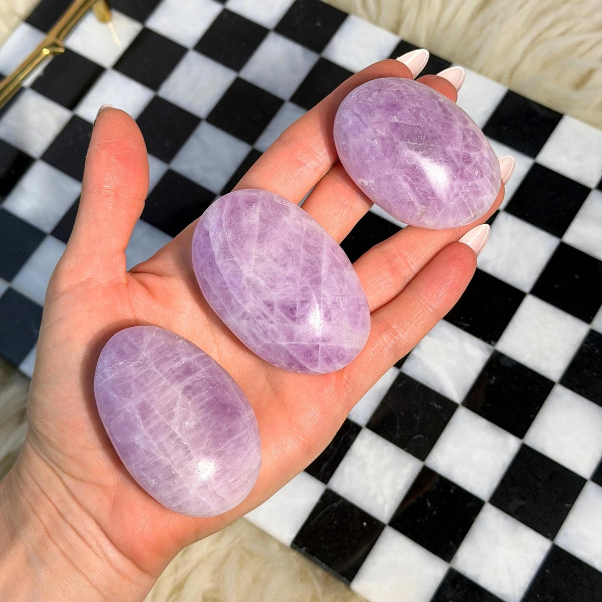 Kunzite Palm Stone 2.5-3.7oz Natural Crystal Brazil Gemstone