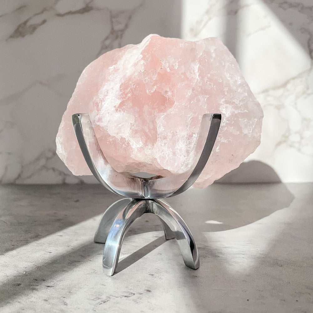 ROSE QUARTZ Crystal with Metal Stand